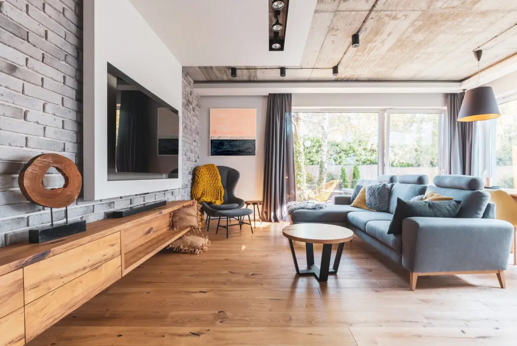 Elegant living room with Floating Entertainment Center